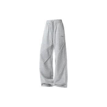 HOKLV Knitted Sports Pants Unisex Light Gray