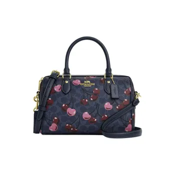 COACH Coated Canvas Shoulder Bag, Crossbody Bag, Handbag Medium Size Women's Navy