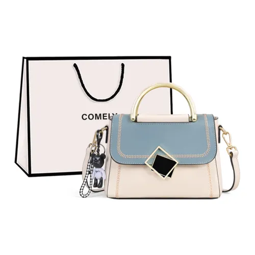 COMELY Cow Leather Handbags Shoulder Bag Crossbody Bag Women's Blue & White