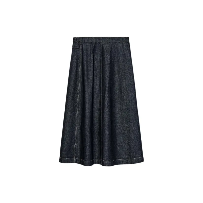 ZARA Denim Long Skirts Women's Blue-1