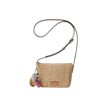 ZARA Raffia Grass Crossbody Bag Shoulder Bag Women's Light Beige Yellow