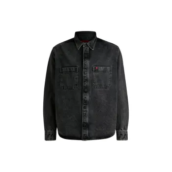 HUGO BOSS Patch Pockets Oversized Denim Shirt