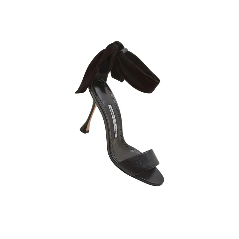 MANOLO BLAHNIK CHASTANA Strap Sandals 10.5cm Women's Black-2