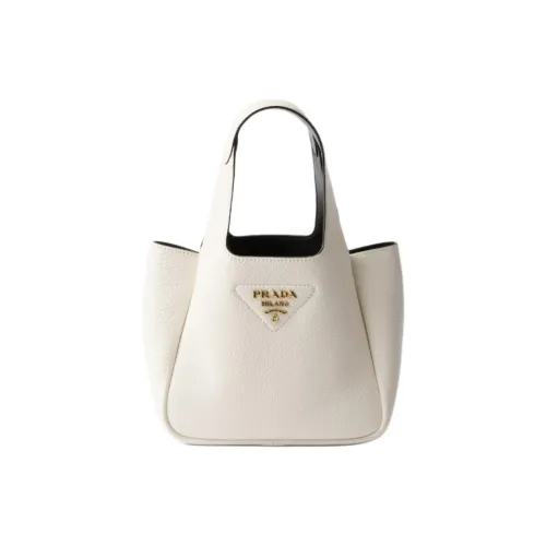 PRADA Leather Handbag Mini Women's White