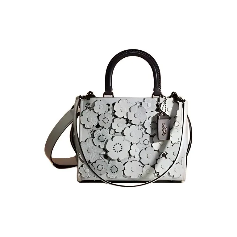 COACH Rogue Glove Tanned Leather Tote Bag Shopping Bag Handbag Shoulder Bag Medium Size Women's Light Blue-0