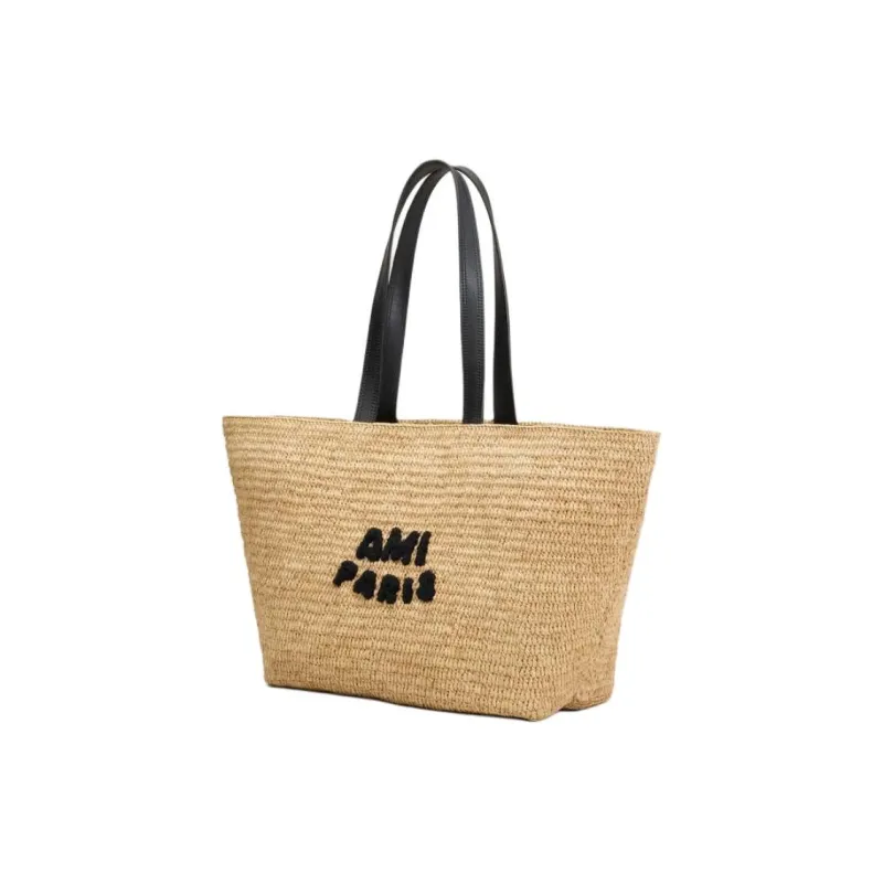 AMIPARIS Natural Grass Tote Bag Shopping Bag Handbag Shoulder Bag Large Size Women's Yellow-1