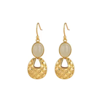 Royal Heaven's Choice Earrings Pale Greenish White Jade Unisex