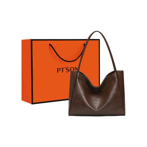 PT'SON Synthetic Leather Underarm Shoulder Bag Tote Regular Women's Coffee/Black