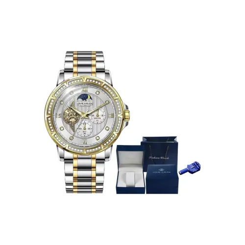 PONIGER Automatic Mechanical Movement Leather Watch Bands Mens Watches Gold Dial P5.19 B
