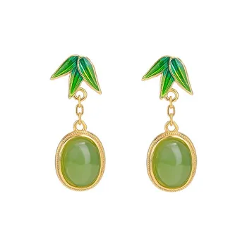 Royal Heaven's Choice Hetian Jade Earrings Pale Greenish White Jade Unisex