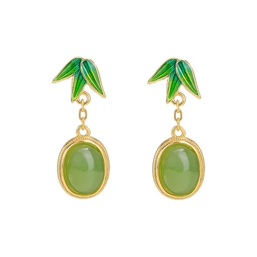 Royal Heaven's Choice Hetian Jade Earrings Pale Greenish White Jade Unisex