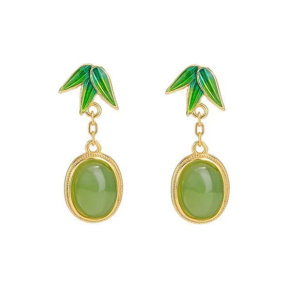 Royal Heaven's Choice Hetian Jade Earrings Pale Greenish White Jade Unisex-0