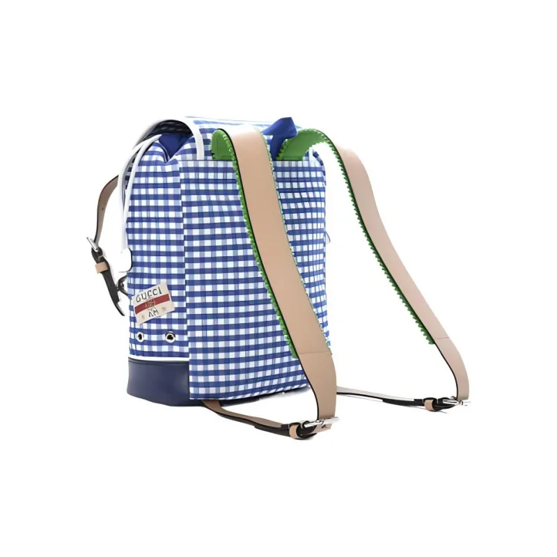 GUCCI Canvas With Leather Backpack Kids' Blue/White-1