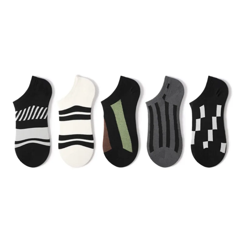 Primeet Ankle Socks Men's 5 Pack Geometric Pattern-19