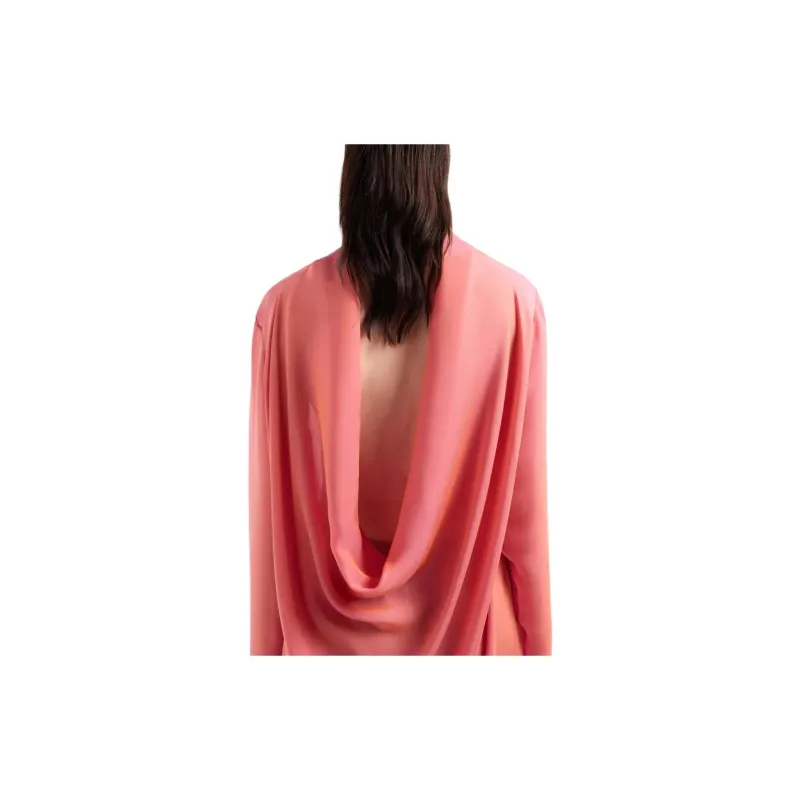 GIORGIO ARMANI Two tone Silk Chiffon Long Shirt-3