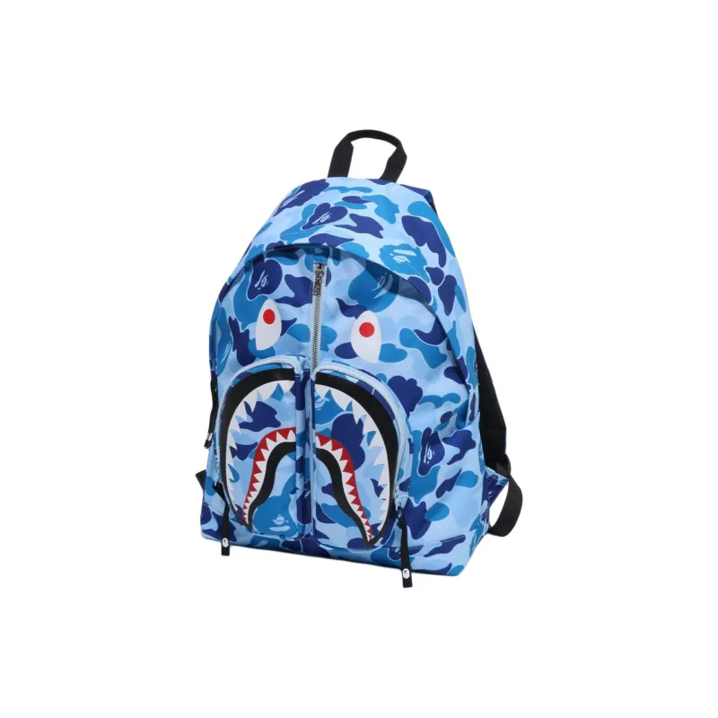 A BATHING APE Polyester Backpack Unisex Camouflage Blue-1