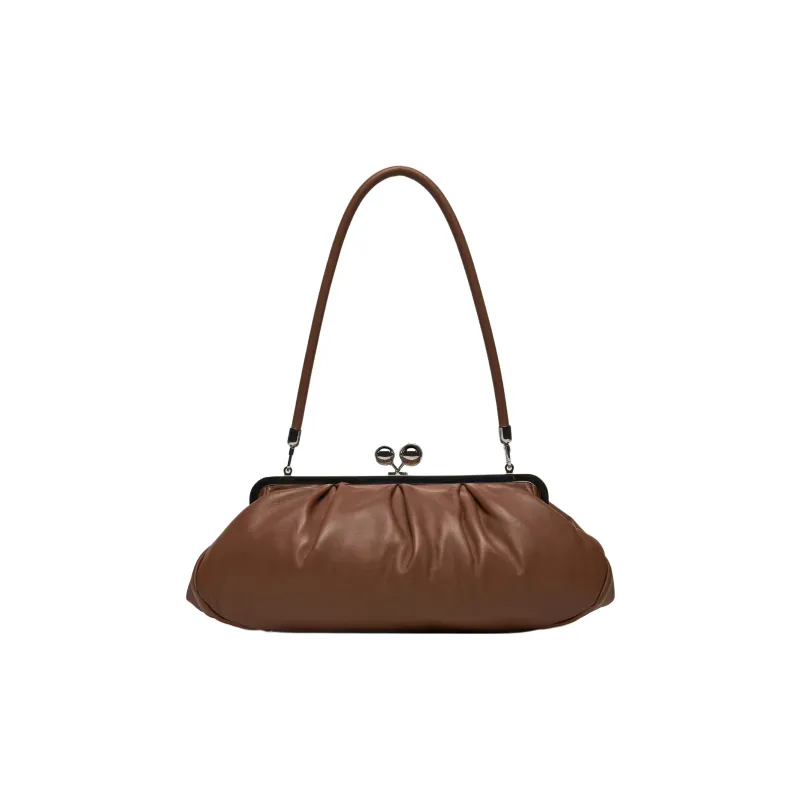 WEEKEND MaxMara Natural Leather Shoulder Bag Small Size Women's Brown-0