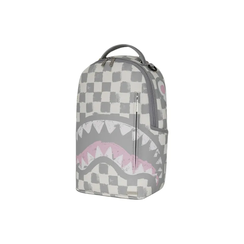 SPRAYGROUND Artificial Leather Backpack Unisex Gray White-2