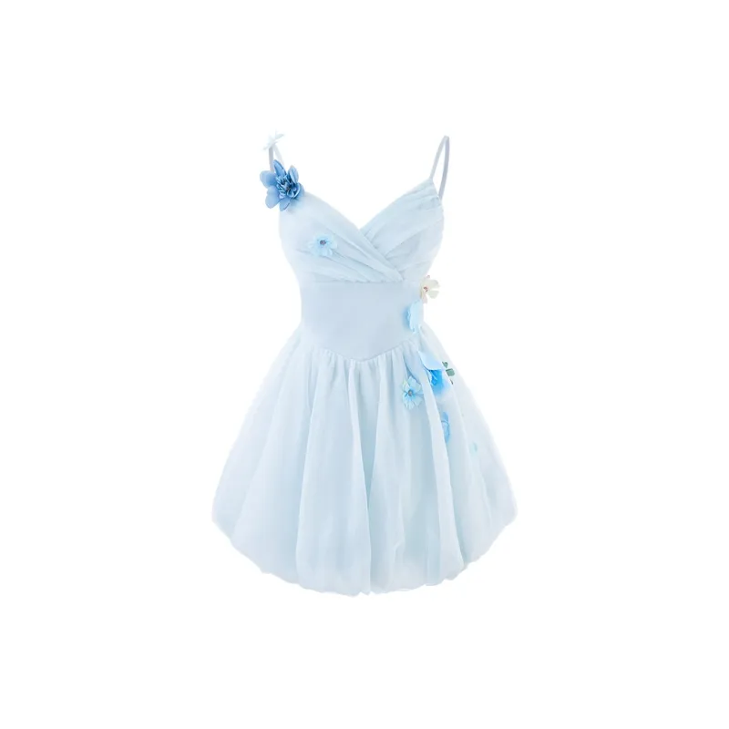 KUNZHUDAXIANG Slip Dress Women's Elegant Blue-0