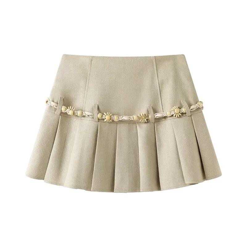 COMMA GIRL Casual Short Skirts Women's Khaki-1
