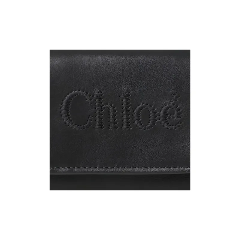 Chloe Shiny Calfskin Wallet Mini Women's Black-3