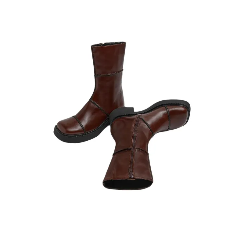 MIISTA Ankle Boots 4cm Women's Brown-2