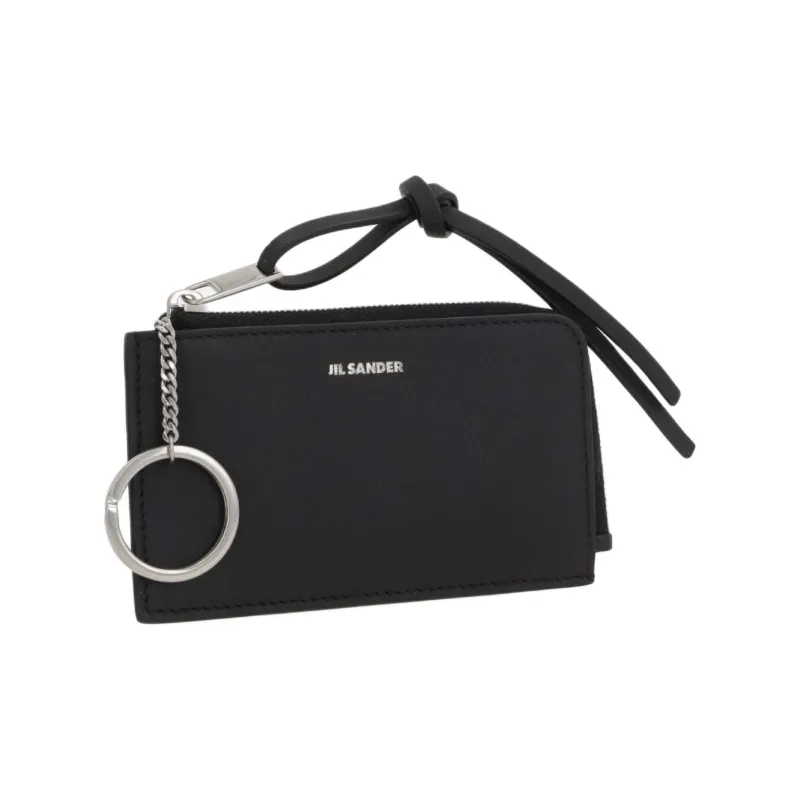 JIL SANDER Cow Leather Key Pouch Men's Black-1