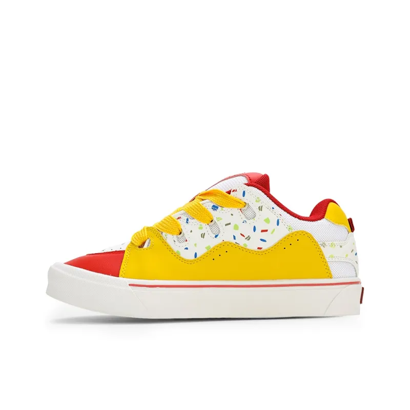 GLO BULL Anti-Slip And Wear-Resistant Breathable Low-Top Skateboard Shoes Unisex White Yellow-0