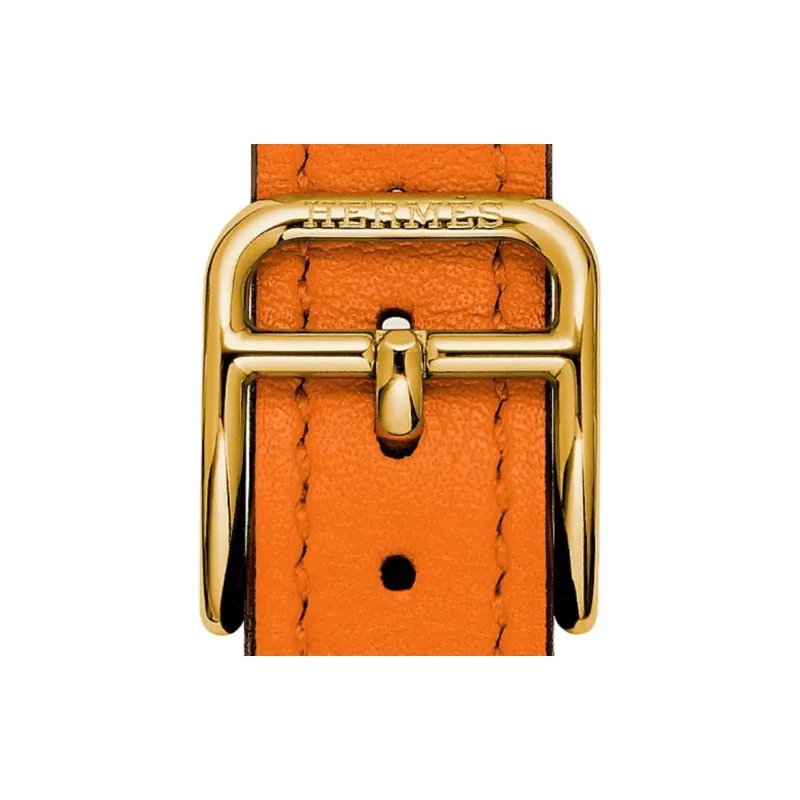 HERMES Calfskin Watch Refurbishing 21mm Unisex Orange WKB0014WK93025-2