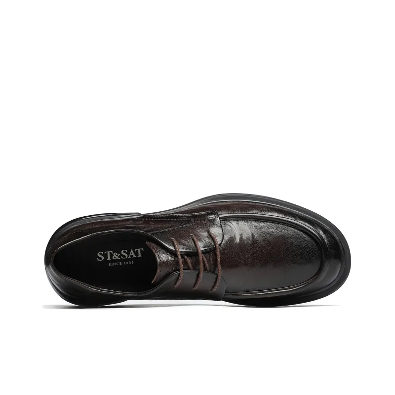 ST&SAT Dress Shoes Men Low Top Black/Brown-7