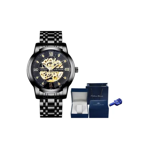 LOUIE JUELEN Automatic Mechanical Movement Stainless Steel Watchband Watch Men's Watches Cut-Out Dial