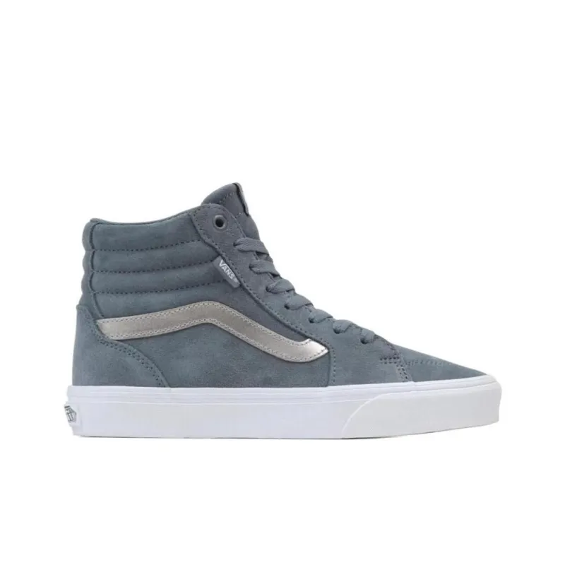 Vans OFF THE WALL Anti Slip Wear Resistant Mid Top Skateboard Shoes Men's Gray Blue-1