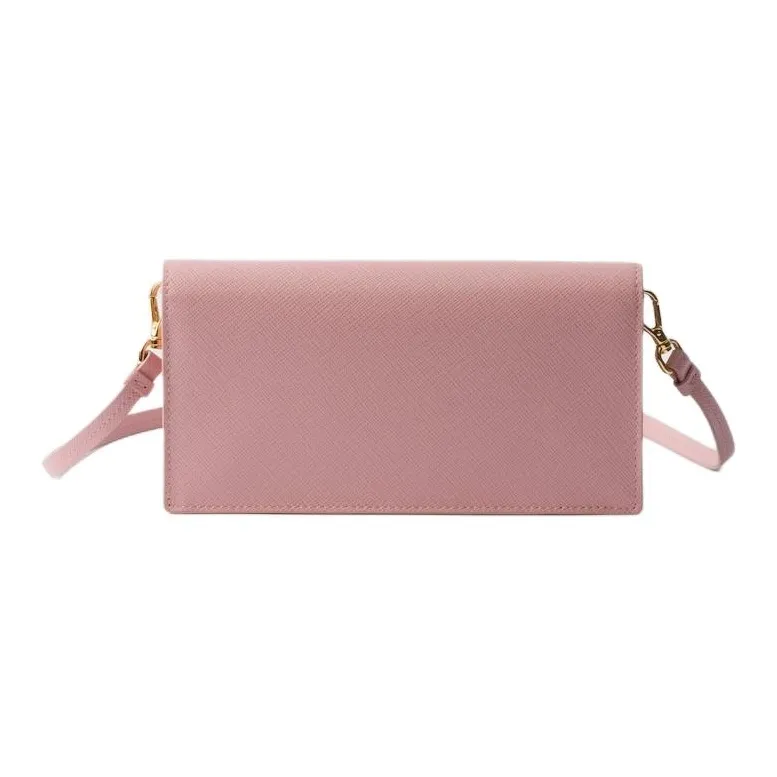 PRADA Saffiano Calfskin Crossbody Bag Mini Women's Peach Pink-2