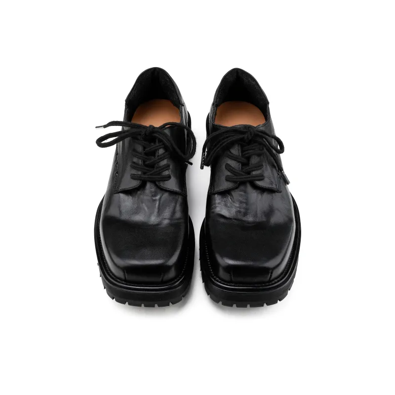 HANQIAORIJI Black Blood Series Square Toe Derby Men's Black-5
