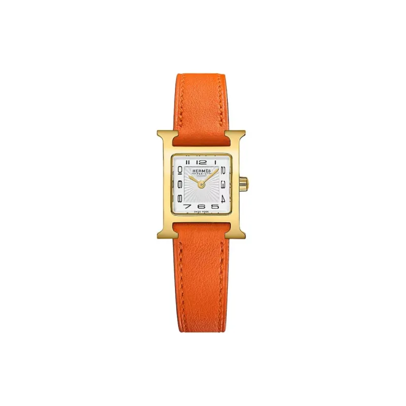HERMES Calfskin Watch Refurbishing 21mm Unisex Orange WKB0014WK93025-3