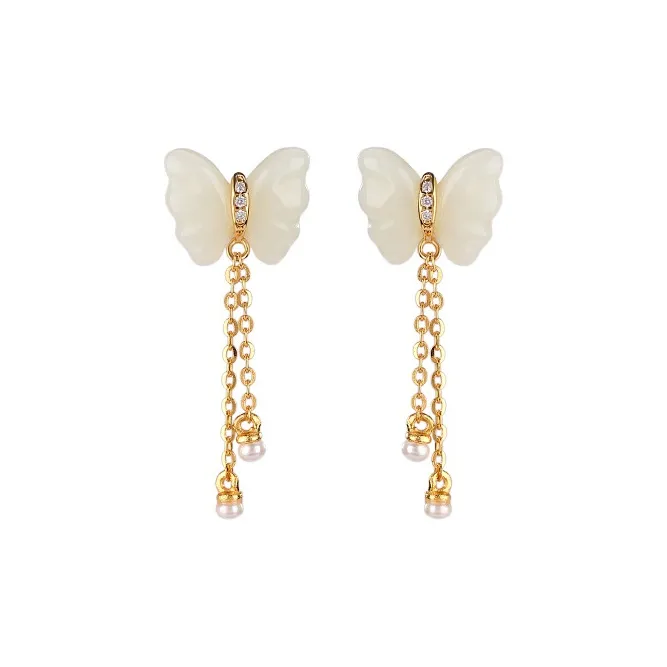 Royal Heaven's Choice Earrings Pale Greenish White Jade Women's-0