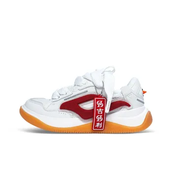 Daisy Fellowes Rocket 001 Anti Slip Wear Resistant Low Top Skateboard Shoes Unisex White Red Color Scheme