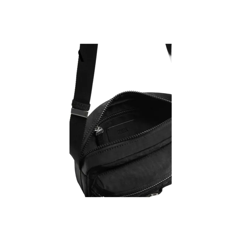 ZARA Nylon Crossbody Bag, Shoulder Bag Men's Black-2