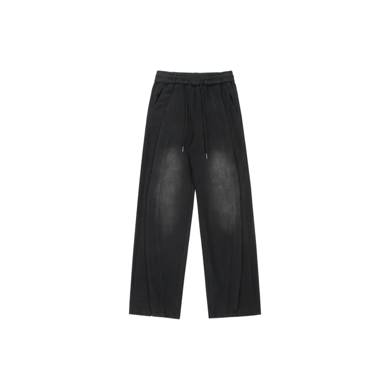 YORKZOOM Knitted Sports Pants Unisex Washed Black-1