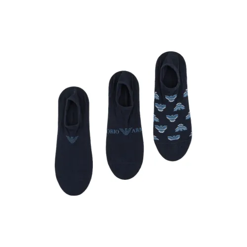 EMPORIO ARMANI SS25 No Show Socks Men's 3 Pack Navy Blue