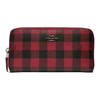 COACH Accordion Zip Wallet Coated Canvas Wallet Small Size Women's Red