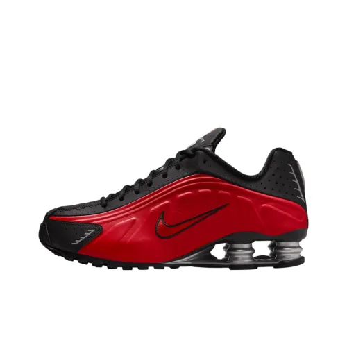 Nike Shox R4 Anti Slip Wear Resistant Low Top Casual Running Shoes Women's Black Red