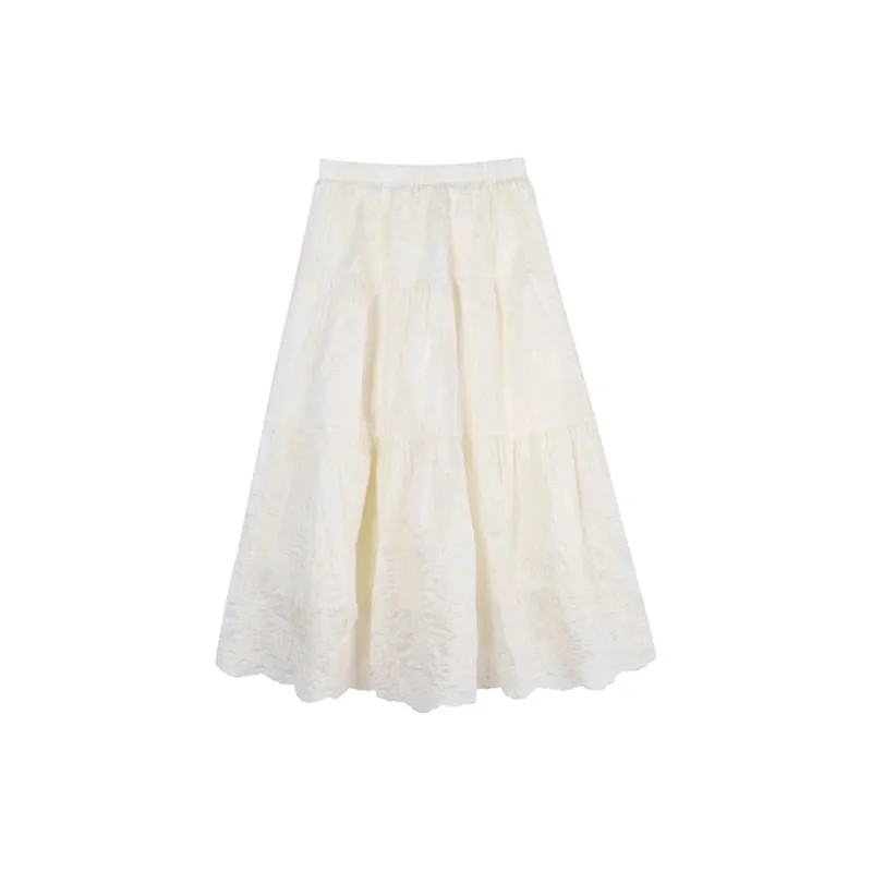 FLIM Casual Long Skirts Women's White-1
