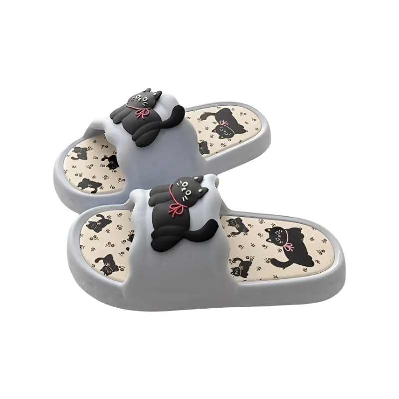 Yunpo Fun Black Kitten Students Dormitory Summer Casual Home Soft Comfortable Squashy And Bouncy Feeling Slippers-6