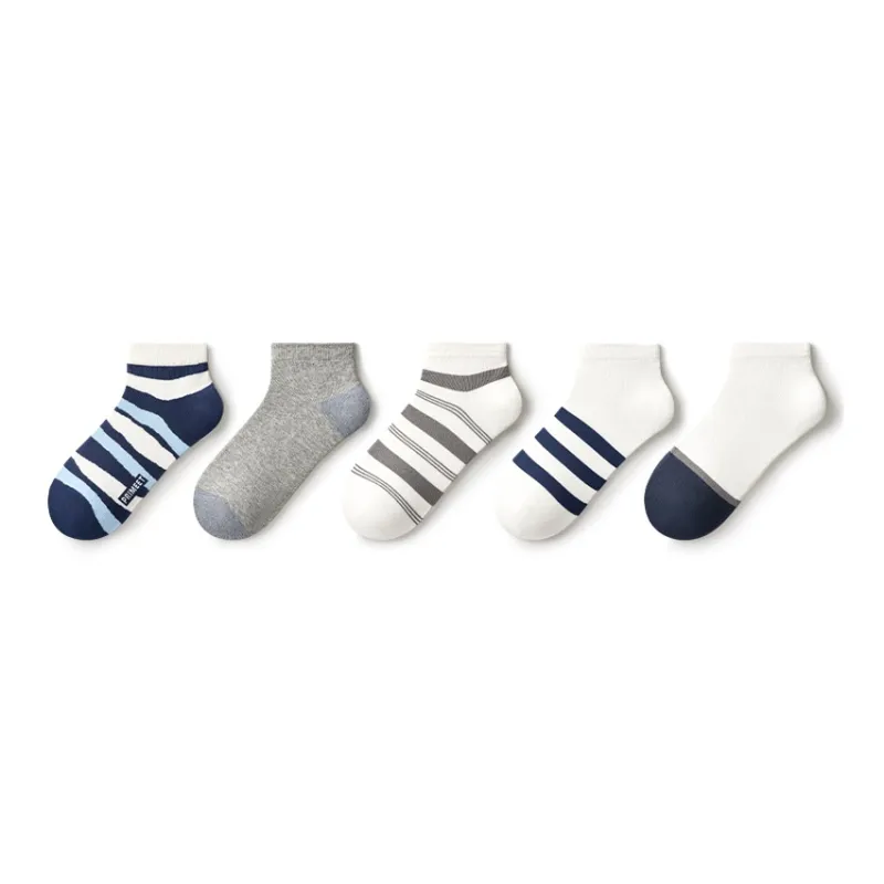 Primeet Ankle Socks Men's 5 Pack Geometric Pattern-11
