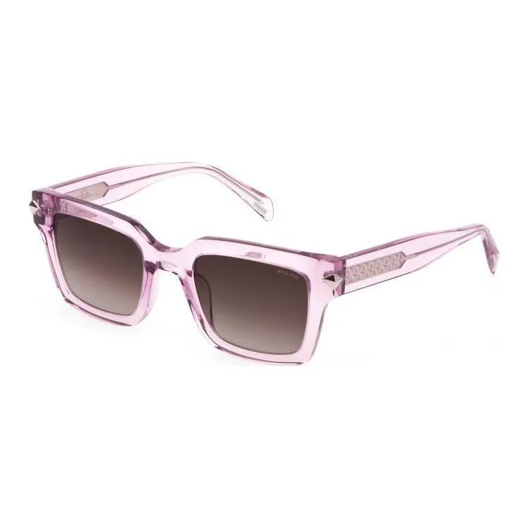 Police Acetate Rectangular Sunglasses Women's Pink-0