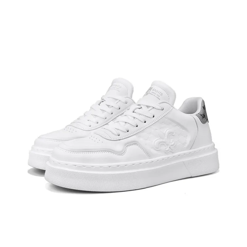 NFL New Orleans Saints Coverage Slip Resistant Height Increasing Low Top Skateboard Shoes Men's White Gray-2