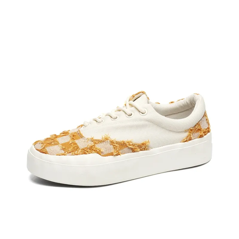 12345 Platform White Sneakers Abrasion Resistant, Lightweight, And Breathable Low Top Canvas Shoes Men's-7