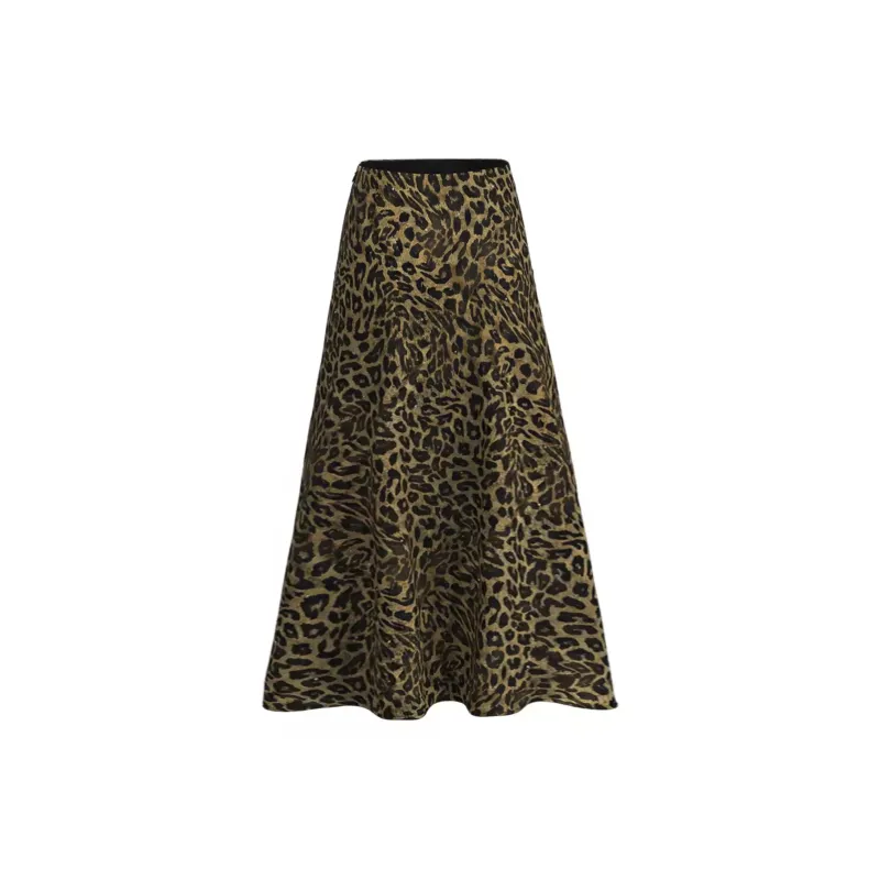 Wbwq Casual Long Skirt Women's Leopard Print-5
