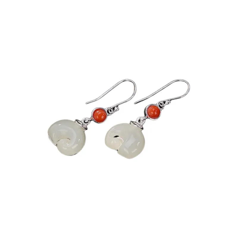 Royal Heaven's Choice Earrings Pale Greenish White Jade Unisex-0